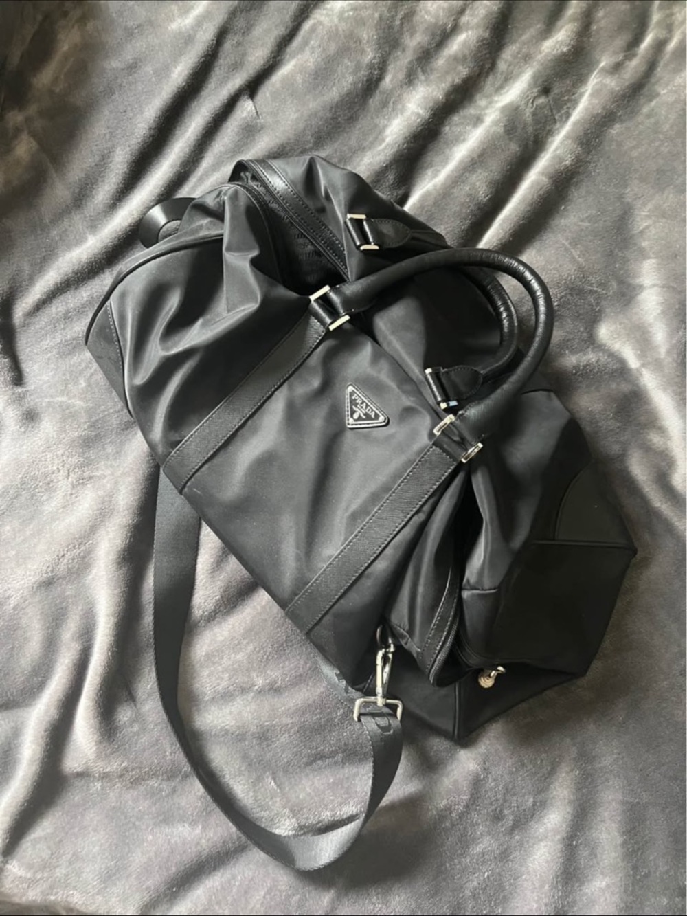 PRADA black Travel Duffel Bag shoulder strap